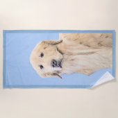 ゴールデンリト絵画リーバーの可愛いオリジナルドッグアート ビーチタオル (正面)