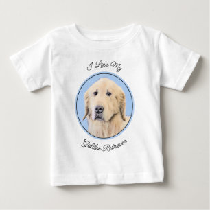 ゴールデンリト絵画リーバーの可愛いオリジナルドッグアート ベビーTシャツ