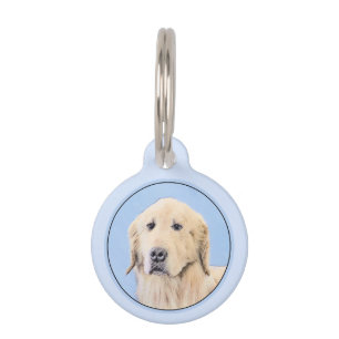 ゴールデンリト絵画リーバーの可愛いオリジナルドッグアート ペット　ネームタグ