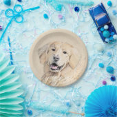 ゴールデンリト絵画リーバーの可愛いオリジナルドッグアート ペーパープレート (パーティー)