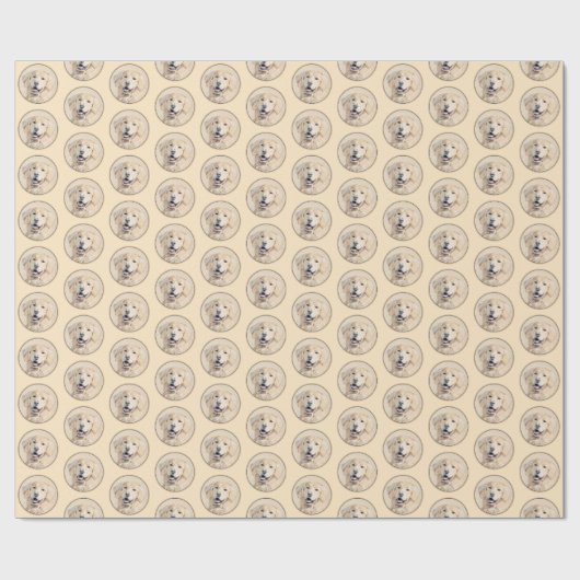 ゴールデンリト絵画リーバーの可愛いオリジナルドッグアート ラッピングペーパー (フラット)