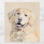 ゴールデンリト絵画リーバーの可愛いオリジナルドッグアート ワインラベル (シングルラベル)