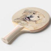 ゴールデンリト絵画リーバーの可愛いオリジナルドッグアート 卓球ラケット (正面アングル)