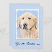 ゴールデンリト絵画リーバーの可愛いオリジナルドッグアート 招待状 (正面/裏面)