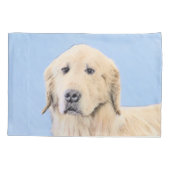 ゴールデンリト絵画リーバーの可愛いオリジナルドッグアート 枕カバー (裏面)