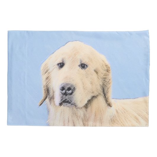 ゴールデンリト絵画リーバーの可愛いオリジナルドッグアート 枕カバー (裏面)