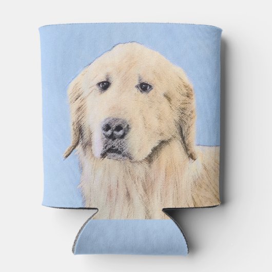 ゴールデンリト絵画リーバーの可愛いオリジナルドッグアート 缶クーラー (裏面)