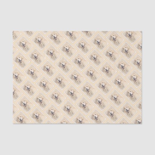 ゴールデンリト絵画リーバーの可愛いオリジナルドッグアート 薄葉紙 (正面)