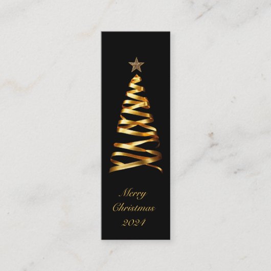 ゴールデンリボンクリスマスツリーのしおり スキニー名刺 (正面)