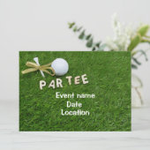 ゴールデンリボン付きゴルフボールとティーPar Tee 招待状 (スタンド正面)