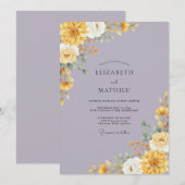 ゴールデンリラの芍薬の結婚式 招待状 (正面/裏面)