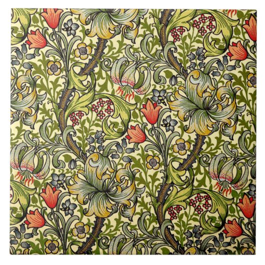 ゴールデンリリーモリスデザインセラミックス タイル (正面)