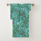ゴールデンリリーヴィンテージフローラフラワーブルーピンクグリーン バスタオルセット (インサイチュ)