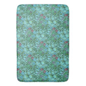 ゴールデンリリーヴィンテージフローラフラワーブルーピンクグリーン バスマット (正面縦)