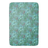 ゴールデンリリーヴィンテージフローラフラワーブルーピンクグリーン バスマット (正面縦)