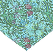 ゴールデンリリーヴィンテージフローラフラワーブルーピンクグリーン ロングテーブルランナー (コーナー)