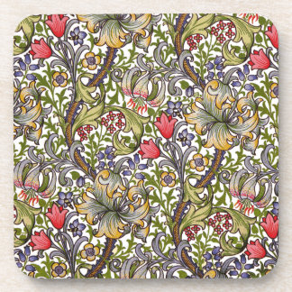 ゴールデンリリーヴィンテージフローラルパターンウィリアムモリス コースター