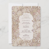 ゴールデンリリー結婚ズスイートピンククリームモリス 招待状 (正面)
