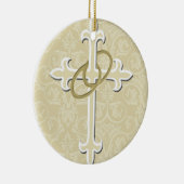 ゴールデンリングや輪とクロス、エレガントクリスチャン愛 セラミックオーナメント (右)