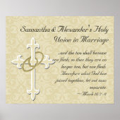 ゴールデンリングや輪とクロス、エレガントクリスチャン愛 ポスター (正面)