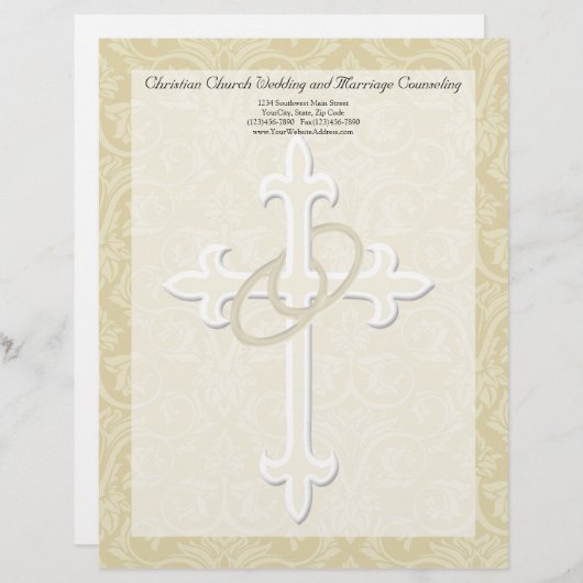 ゴールデンリングや輪とクロス、エレガントクリスチャン愛 レターヘッド (正面/裏面)