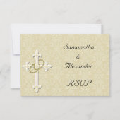 ゴールデンリングや輪とクロス、エレガントクリスチャン愛 出欠カード (正面)