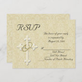 ゴールデンリングや輪クリスチャンウェディングRSVPカード 出欠カード (正面/裏面)