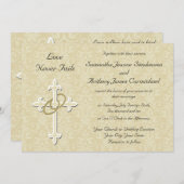 ゴールデンリングや輪クリスチャン結婚式招待状 招待状 (正面/裏面)