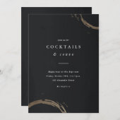 ゴールデンリングや輪ズブラック&金ゴールドカクテルパーティー 招待状 (正面/裏面)