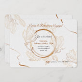 ゴールデンリングや輪婚約パーティ招待状 招待状 (正面/裏面)