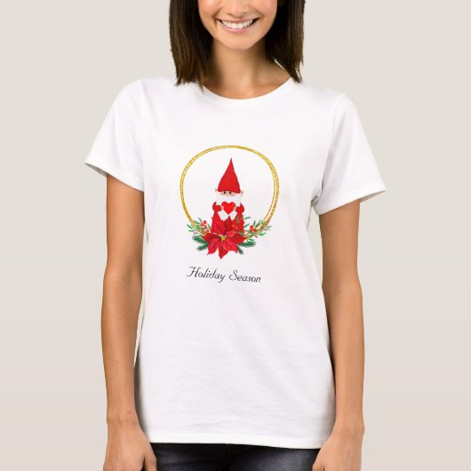 ゴールデンリースのキュートなクリスマスノーム Tシャツ (正面)