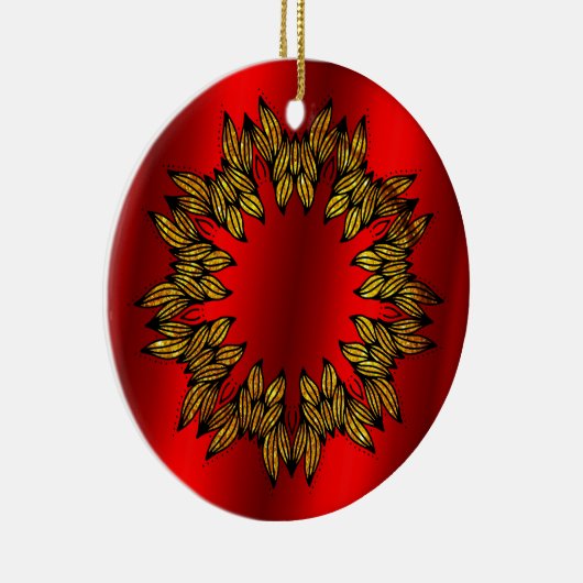 ゴールデンリースオンレッドクリスマス セラミックオーナメント (右)