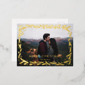 ゴールデンリースメリークリスマスフォトデザイン 箔シーズンポストカード (正面/裏面)
