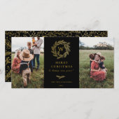 ゴールデンリースモノグラムホリデイ2フォトカードブラック シーズンカード (正面/裏面)