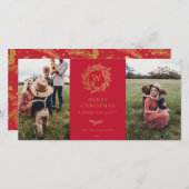 ゴールデンリースモノグラムホリデイ2フォトカードレッド シーズンカード (正面/裏面)