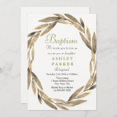 ゴールデンリース金ゴールドリーフボーイガールバプテスマ招待状 招待状 (正面/裏面)