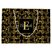 ゴールデンリーフとブラックラグジュアリー |モノグラムカスタム ラージペーパーバッグ (裏面)