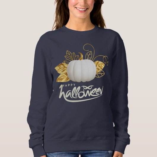 ゴールデンリーフのある美しい白いカボチャ スウェットシャツ (正面)
