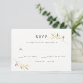 ゴールデンリーフガーデンウェディング デジタルまたは印刷RSVP 招待状 (スタンド正面)