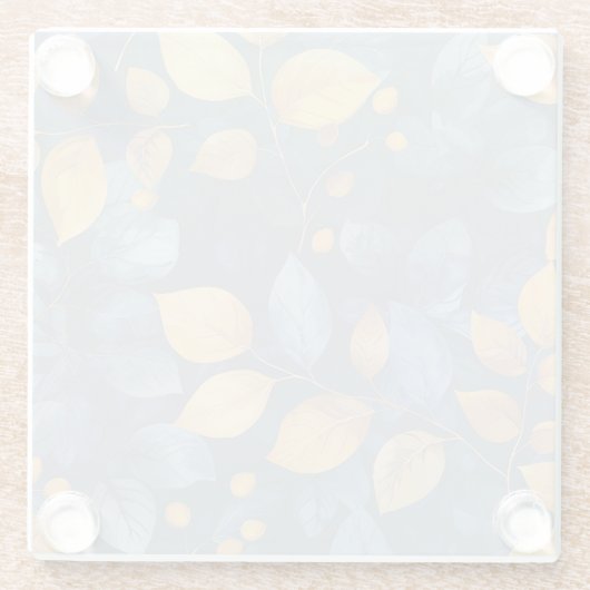 ゴールデンリーフドリームズオータム自然美しい ガラスコースター (裏面)