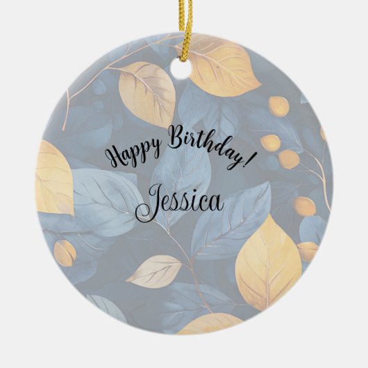 ゴールデンリーフドリームズオータム自然美しい セラミックオーナメント (正面)