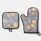 ゴールデンリーフドリームズオータム自然美しい 鍋つかみ&鍋敷きセット (正面)