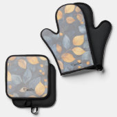 ゴールデンリーフドリームズオータム自然美しい 鍋つかみ&鍋敷きセット (正面/裏面)