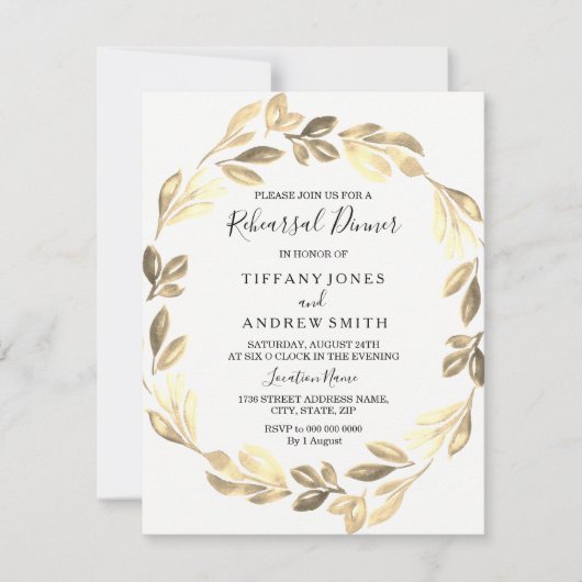 ゴールデンリーフリースエレガントリハーサルディナー 招待状 (正面)