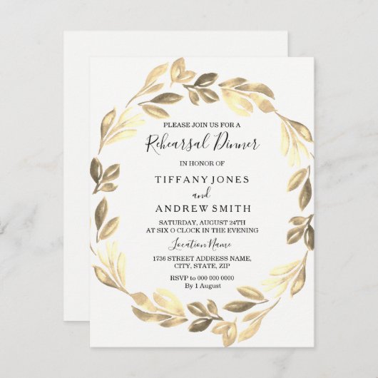 ゴールデンリーフリースエレガントリハーサルディナー 招待状 (正面/裏面)