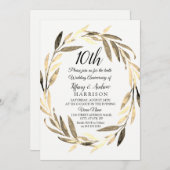 ゴールデンリーフリース結婚10周年記念招待状 招待状 (正面/裏面)