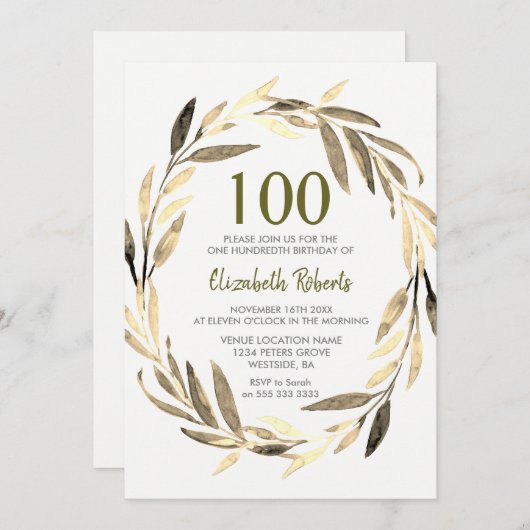ゴールデンリーフリース100thバースデーパーティーへの招待 招待状 (正面/裏面)