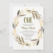 ゴールデンリーフリース1stバースデーボーイまたはガール招待状 招待状 (正面)