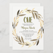 ゴールデンリーフリース1stバースデーボーイまたはガール招待状 招待状 (正面/裏面)