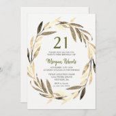 ゴールデンリーフリース21st誕生日パーティの招待状 招待状 (正面/裏面)